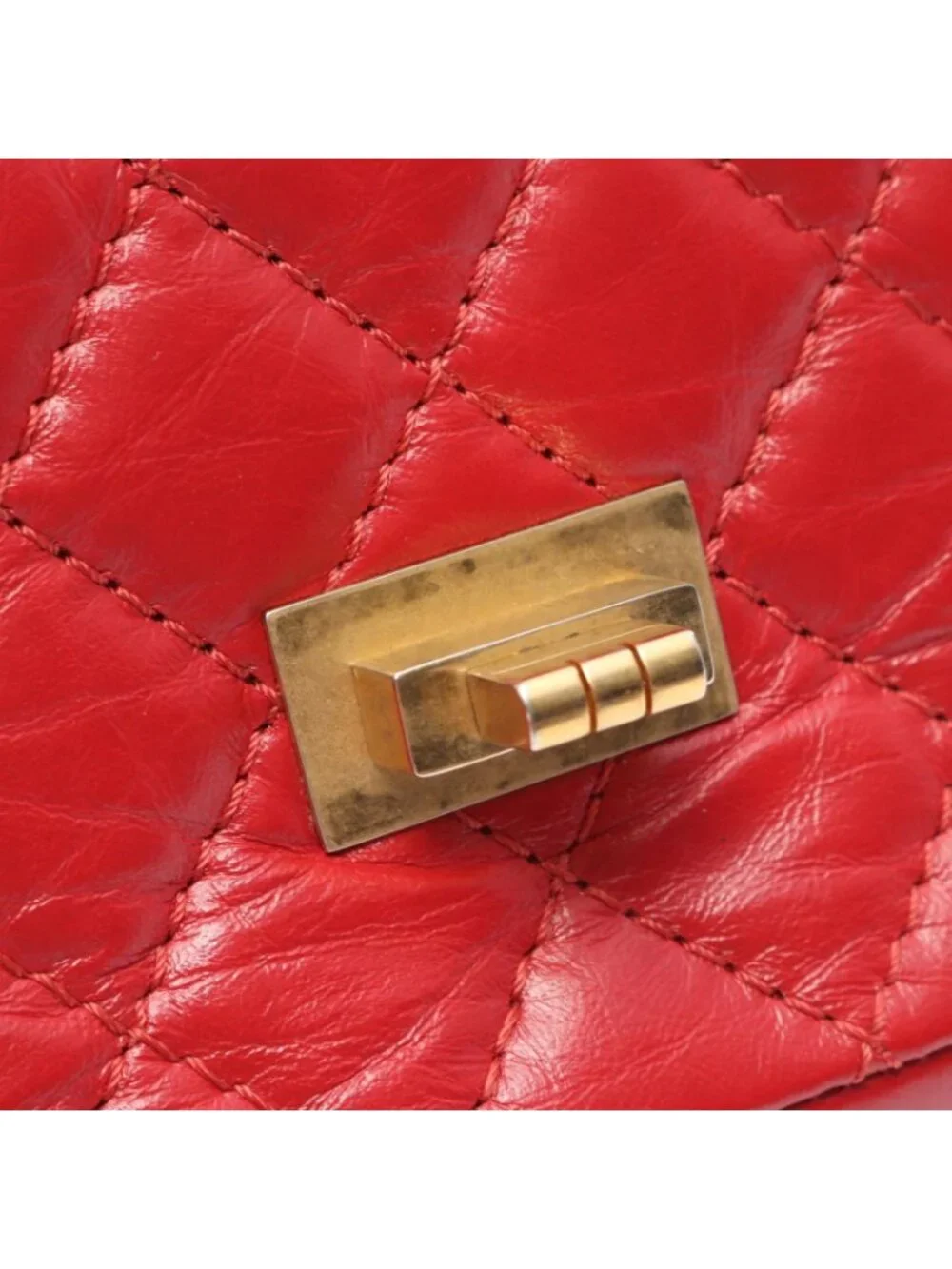 Chanel Shoulder Bag 2.55 Red Calf Mini Quilted Chain